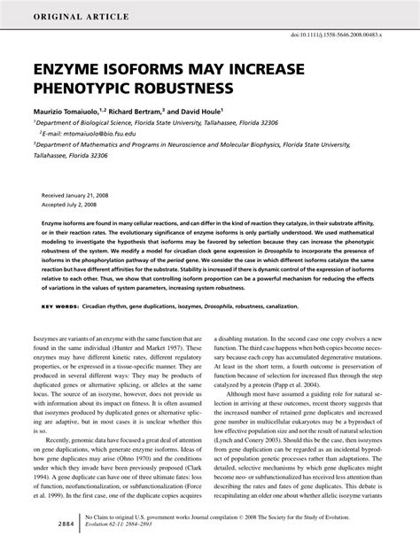 ENZYME ISOFORMS MAY INCREASE PHENOTYPIC .